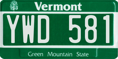 VT license plate YWD581