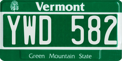 VT license plate YWD582