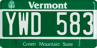 VT license plate YWD583