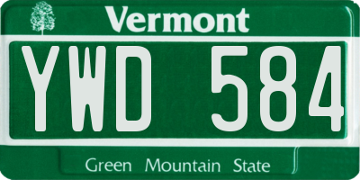 VT license plate YWD584