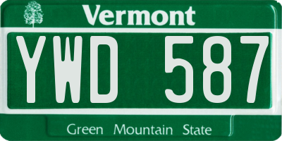 VT license plate YWD587