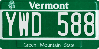 VT license plate YWD588