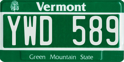 VT license plate YWD589
