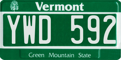 VT license plate YWD592