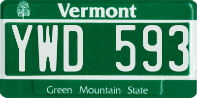 VT license plate YWD593