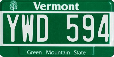 VT license plate YWD594