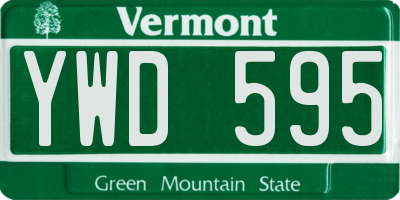 VT license plate YWD595