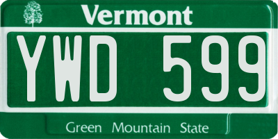 VT license plate YWD599