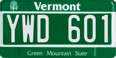 VT license plate YWD601