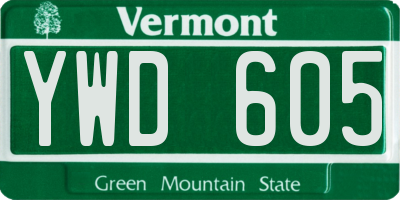 VT license plate YWD605