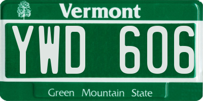 VT license plate YWD606