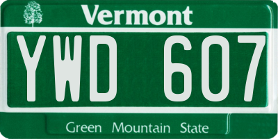 VT license plate YWD607