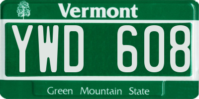 VT license plate YWD608