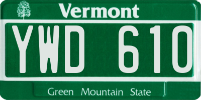 VT license plate YWD610