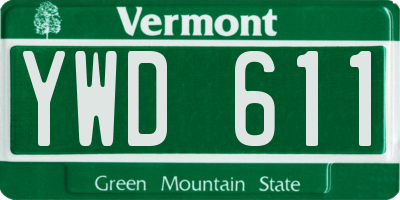 VT license plate YWD611