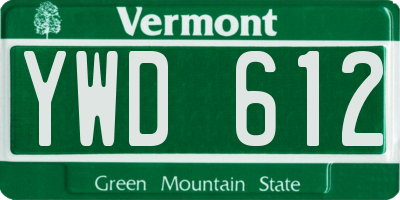 VT license plate YWD612