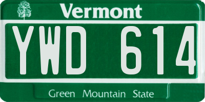 VT license plate YWD614