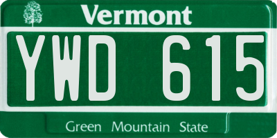 VT license plate YWD615