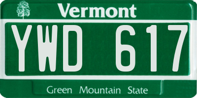 VT license plate YWD617