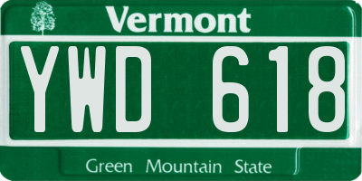 VT license plate YWD618