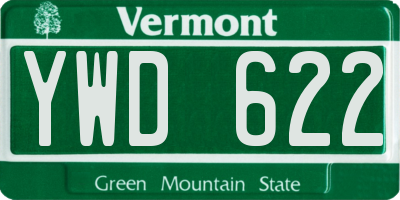 VT license plate YWD622