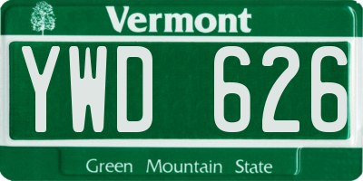 VT license plate YWD626