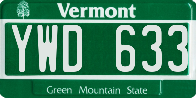VT license plate YWD633