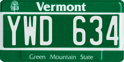 VT license plate YWD634