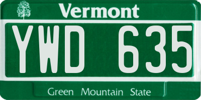 VT license plate YWD635