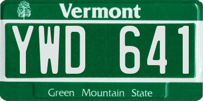 VT license plate YWD641
