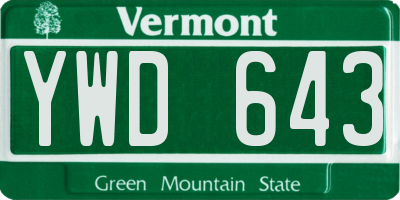 VT license plate YWD643