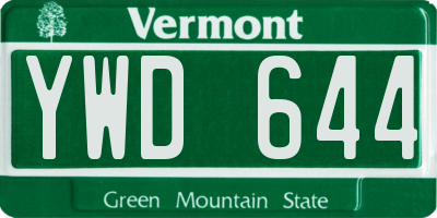 VT license plate YWD644