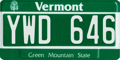 VT license plate YWD646