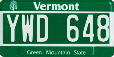 VT license plate YWD648
