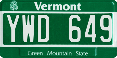 VT license plate YWD649
