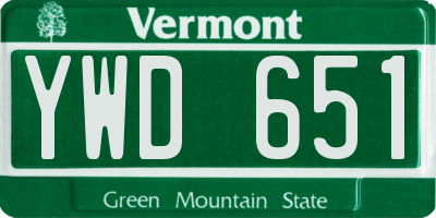VT license plate YWD651