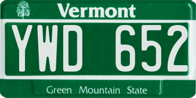 VT license plate YWD652