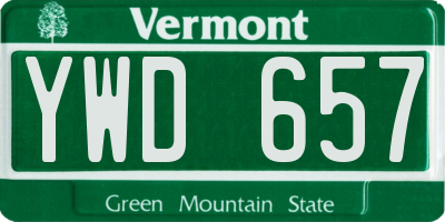 VT license plate YWD657