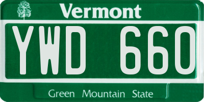 VT license plate YWD660