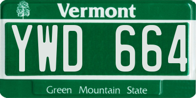 VT license plate YWD664