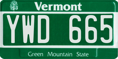 VT license plate YWD665