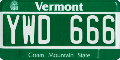 VT license plate YWD666