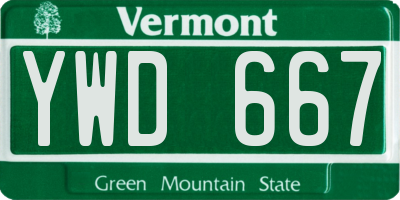 VT license plate YWD667