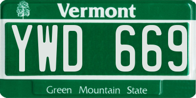 VT license plate YWD669
