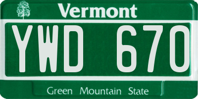 VT license plate YWD670