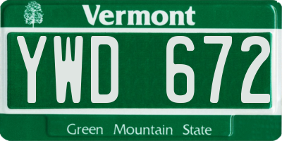VT license plate YWD672