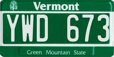 VT license plate YWD673