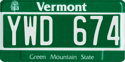 VT license plate YWD674
