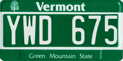 VT license plate YWD675