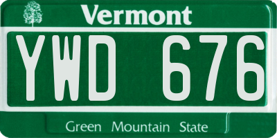 VT license plate YWD676